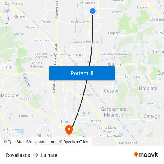 Rovellasca to Lainate map