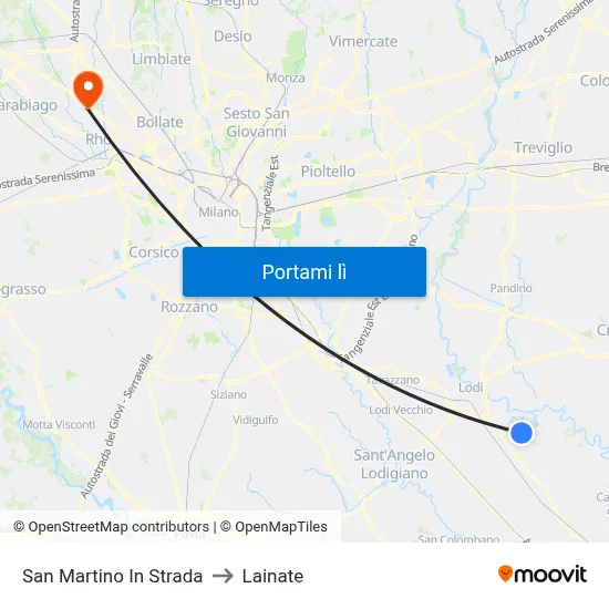 San Martino In Strada to Lainate map