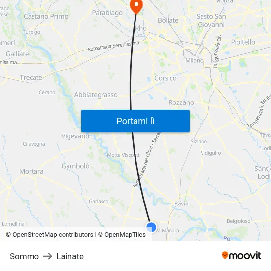 Sommo to Lainate map