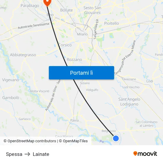 Spessa to Lainate map