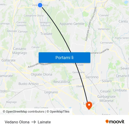 Vedano Olona to Lainate map