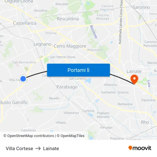 Villa Cortese to Lainate map