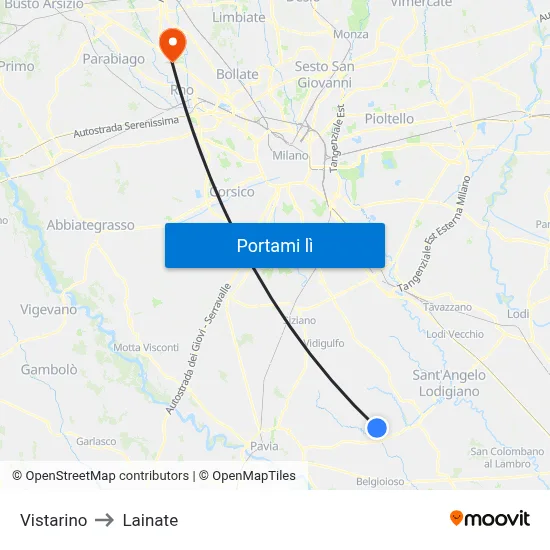Vistarino to Lainate map