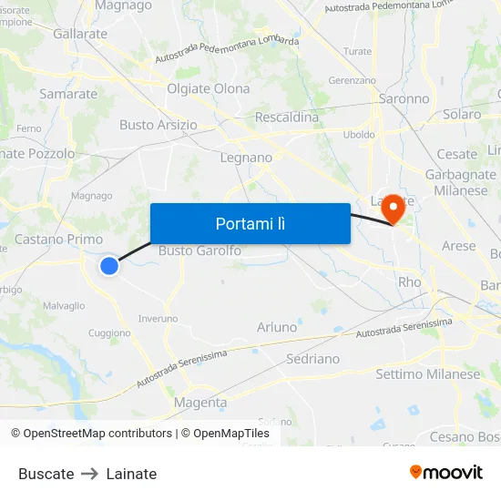 Buscate to Lainate map
