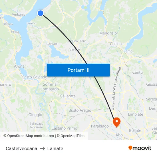 Castelveccana to Lainate map