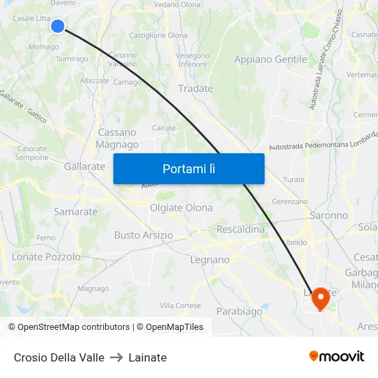 Crosio Della Valle to Lainate map