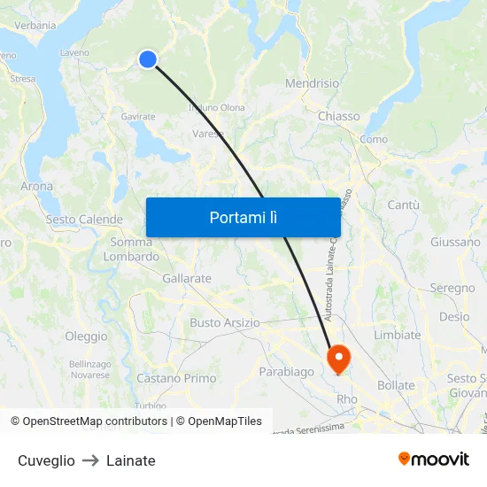 Cuveglio to Lainate map