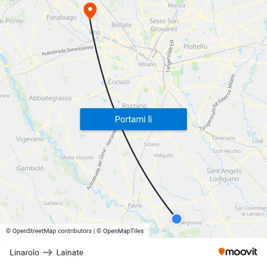 Linarolo to Lainate map