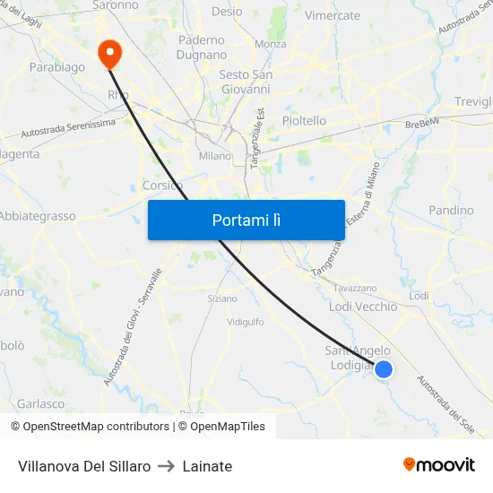Villanova Del Sillaro to Lainate map
