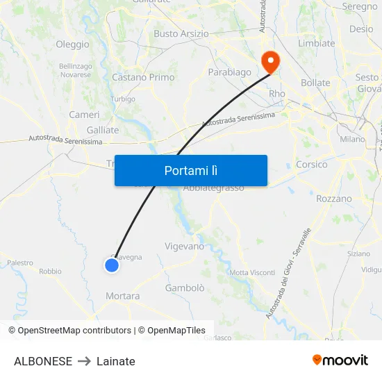 ALBONESE to Lainate map