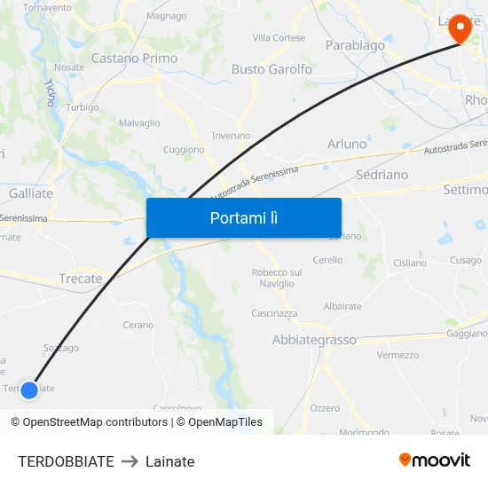 TERDOBBIATE to Lainate map