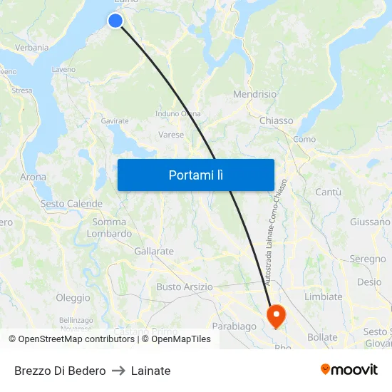 Brezzo Di Bedero to Lainate map