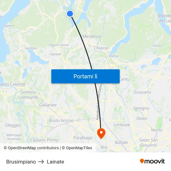 Brusimpiano to Lainate map