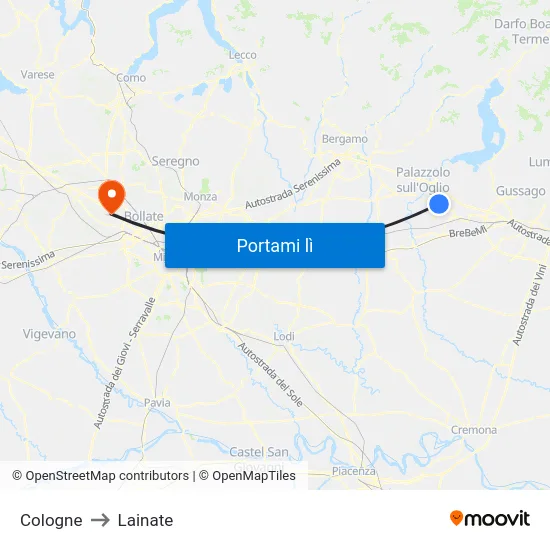 Cologne to Lainate map