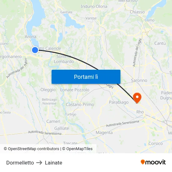 Dormelletto to Lainate map