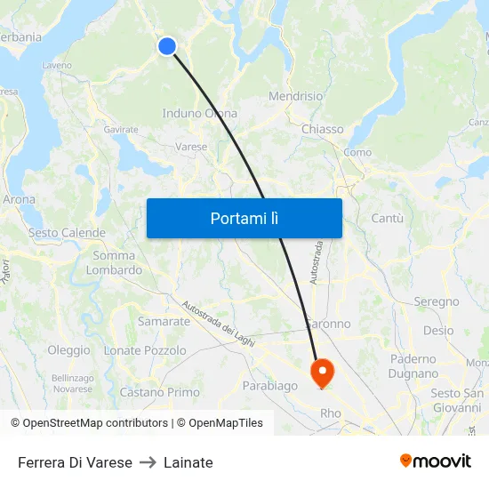 Ferrera Di Varese to Lainate map