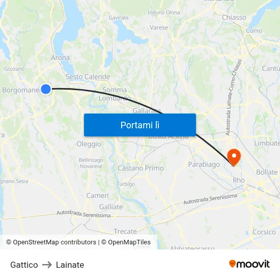 Gattico to Lainate map