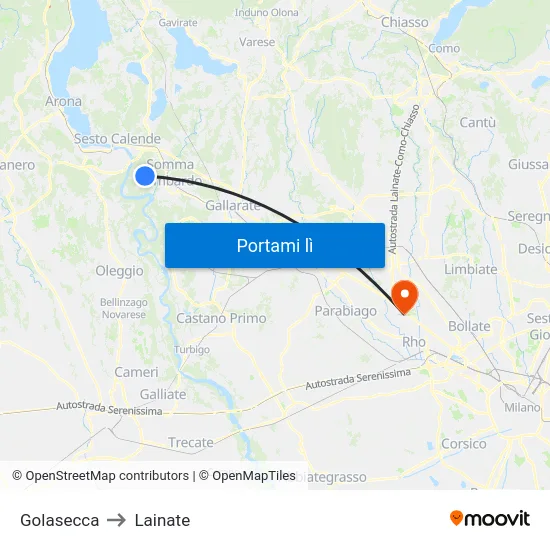 Golasecca to Lainate map
