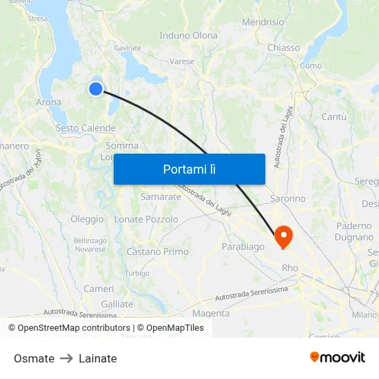 Osmate to Lainate map