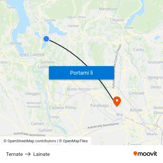 Ternate to Lainate map
