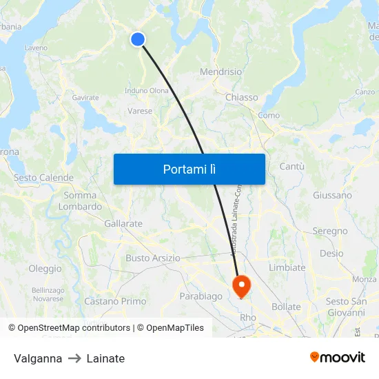 Valganna to Lainate map