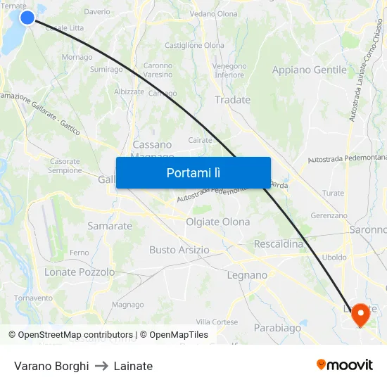 Varano Borghi to Lainate map