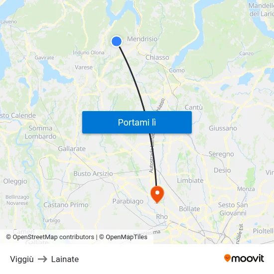 Viggiù to Lainate map