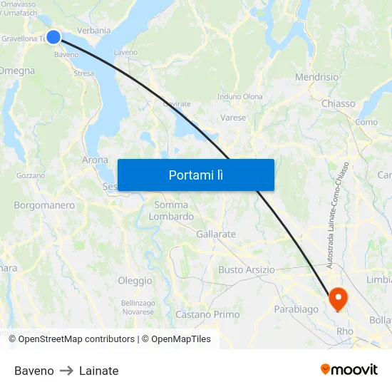 Baveno to Lainate map