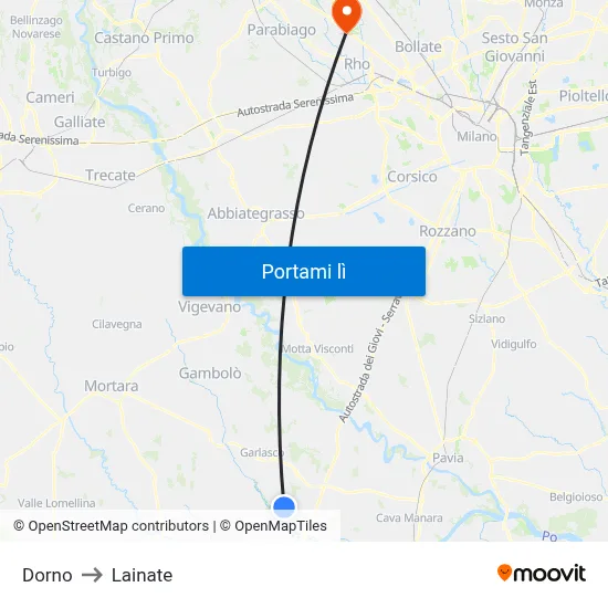 Dorno to Lainate map