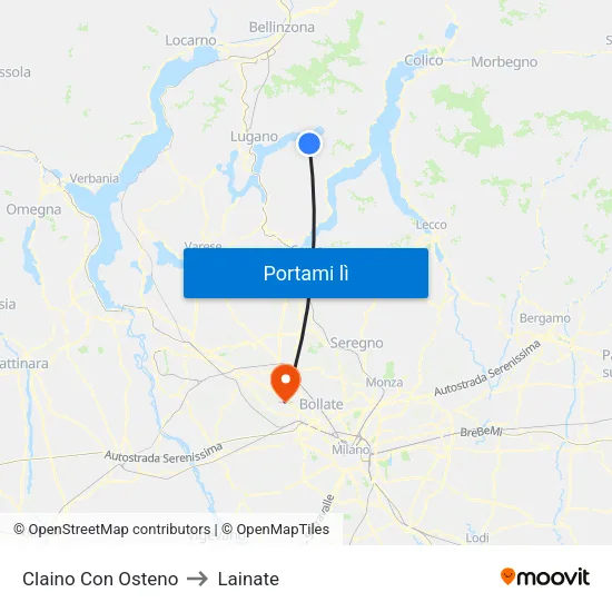 Claino Con Osteno to Lainate map