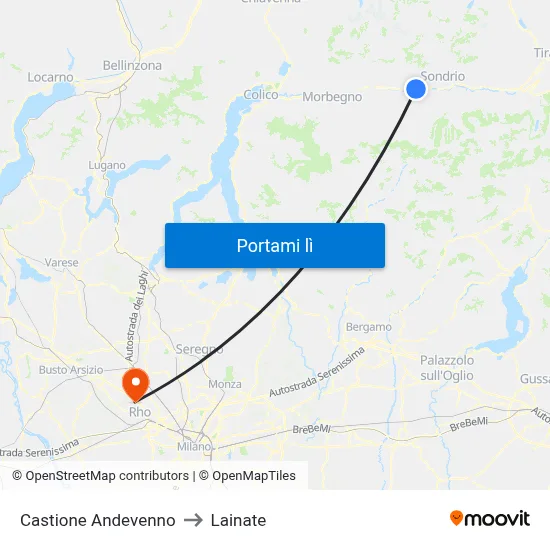 Castione Andevenno to Lainate map