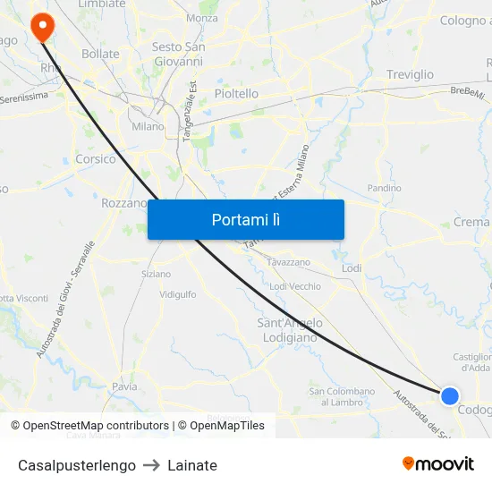 Casalpusterlengo to Lainate map