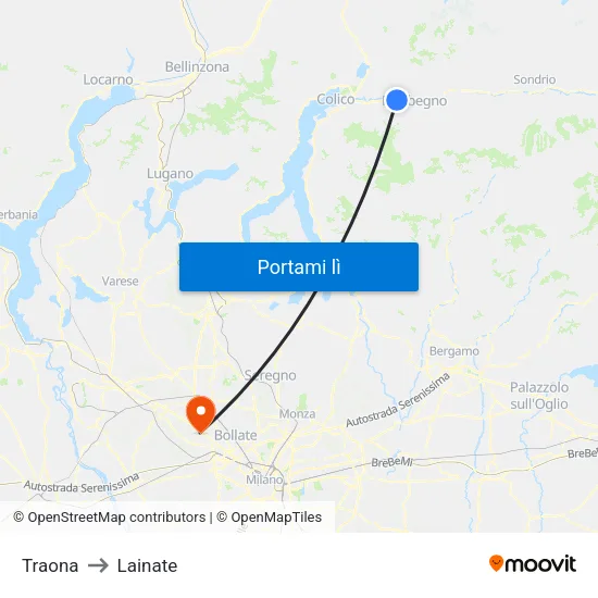 Traona to Lainate map