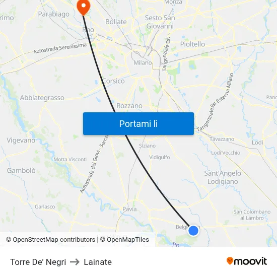 Torre De' Negri to Lainate map