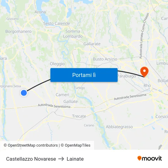 Castellazzo Novarese to Lainate map