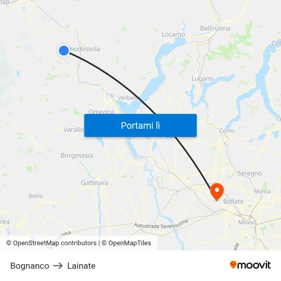 Bognanco to Lainate map