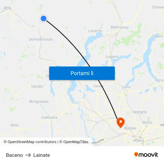 Baceno to Lainate map