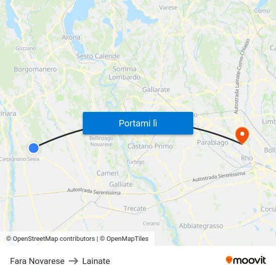 Fara Novarese to Lainate map
