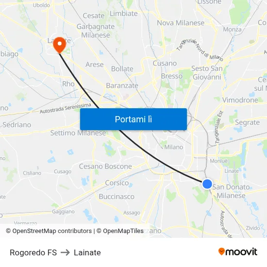 Rogoredo FS to Lainate map