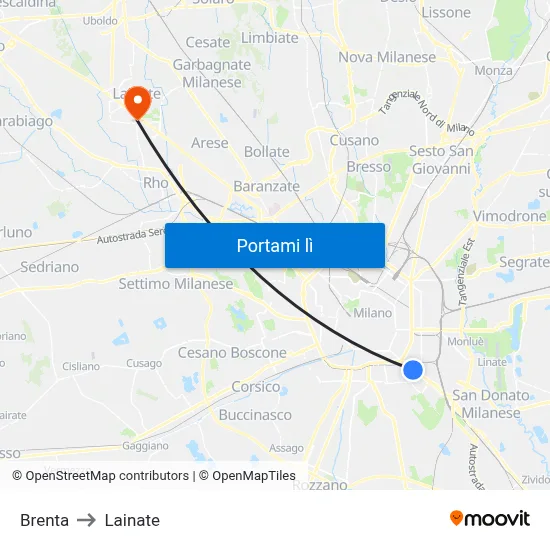 Brenta to Lainate map