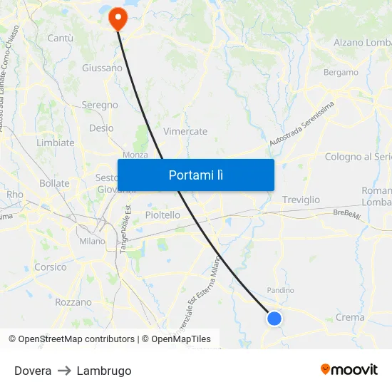 Dovera to Lambrugo map