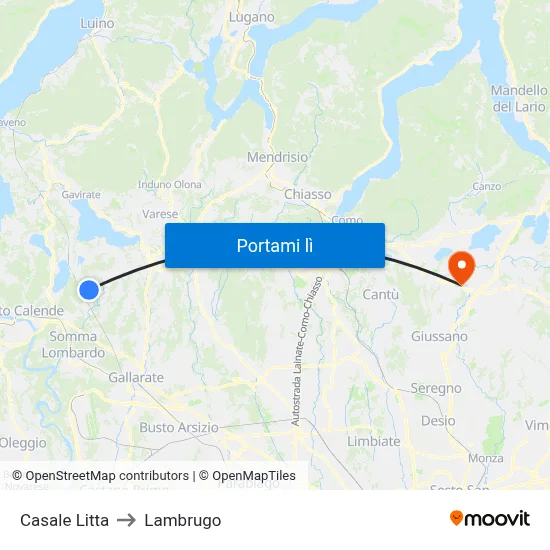 Casale Litta to Lambrugo map
