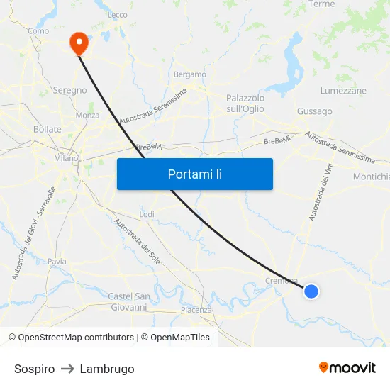 Sospiro to Lambrugo map