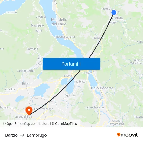 Barzio to Lambrugo map