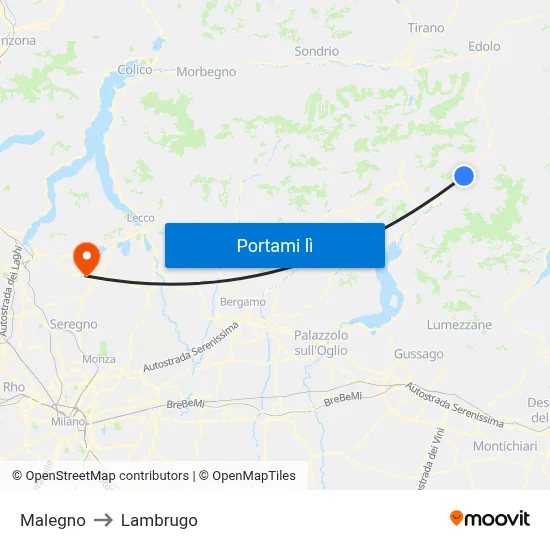 Malegno to Lambrugo map