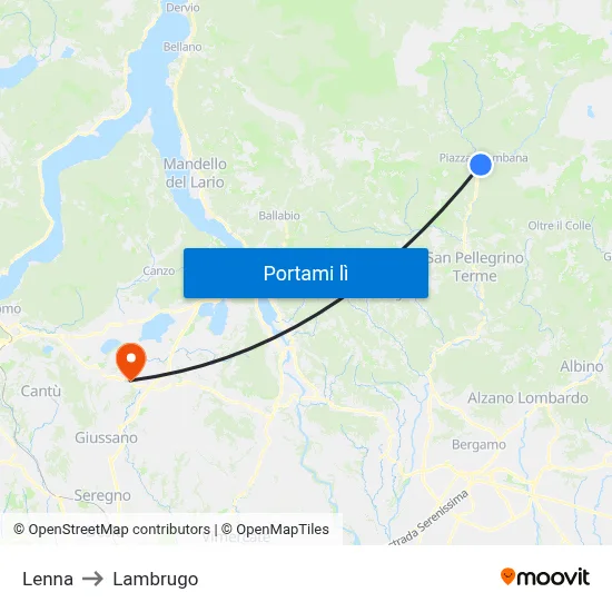 Lenna to Lambrugo map