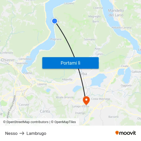 Nesso to Lambrugo map