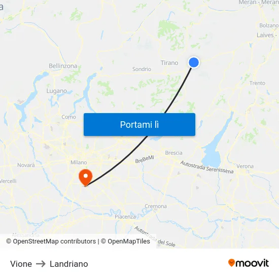 Vione to Landriano map