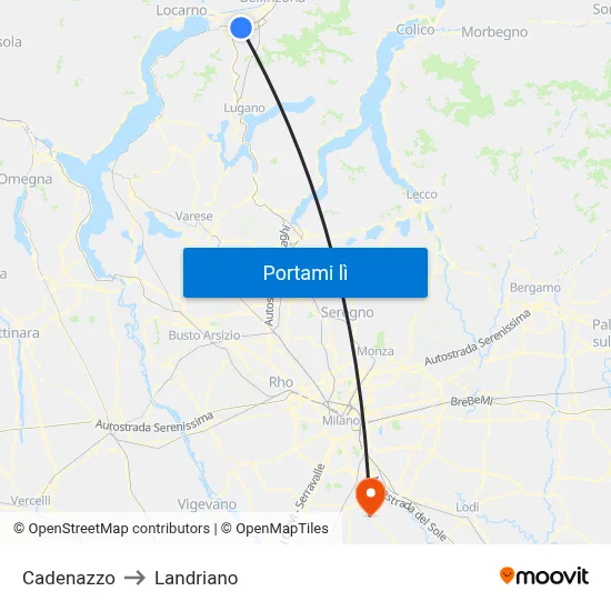Cadenazzo to Landriano map