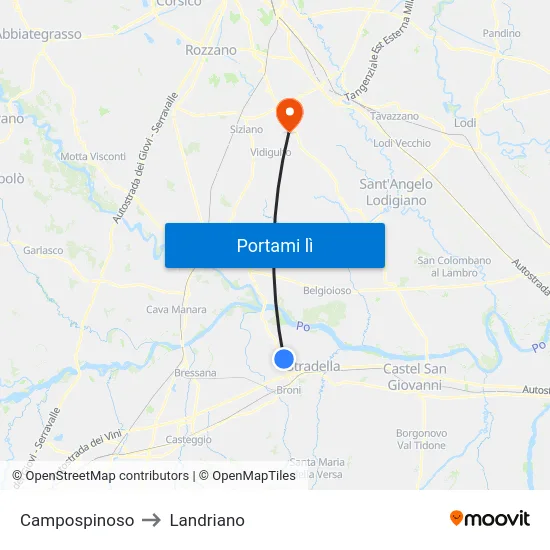 Campospinoso to Landriano map